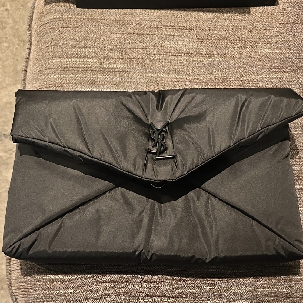 100% Authentic YSL Cassandre Large Envelope Pouch In Nylon